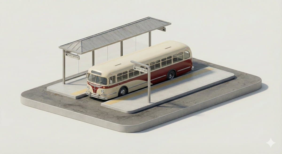 3D Isometric Urban Transit Stop Diorama Prompt — example 4