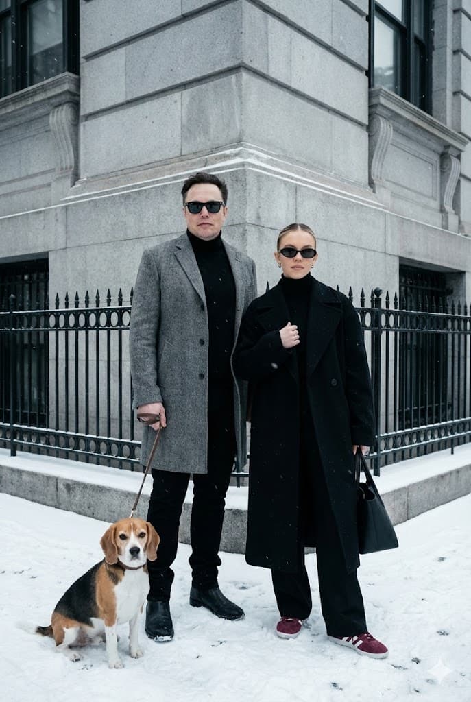 Sophisticated Urban Winter Couple Portrait — example 1