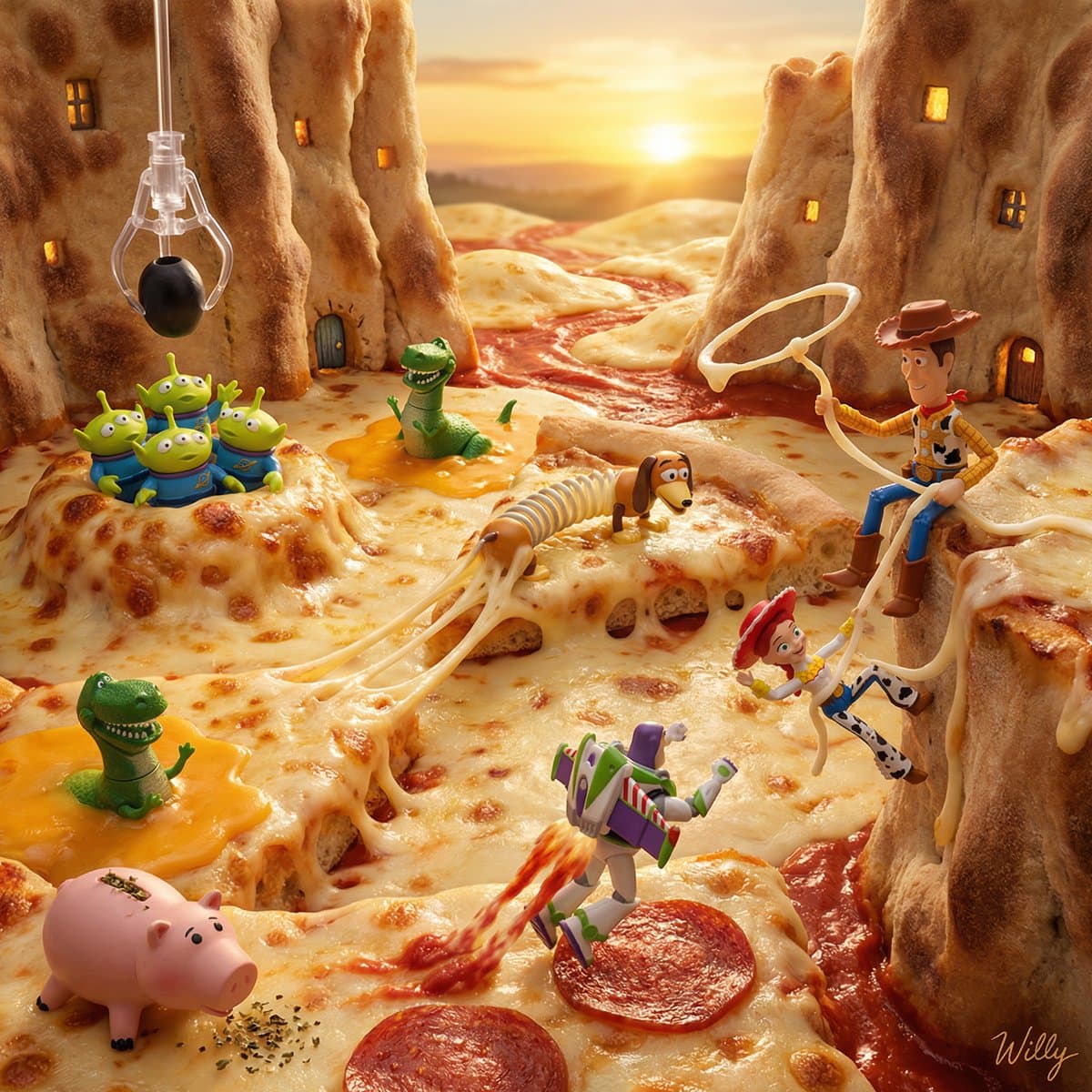 Toy Story Diorama in a Pizza World — example 1