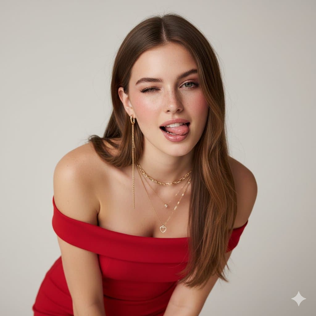 Ultra-Realistic Studio Portrait with Playful Expression — example 1