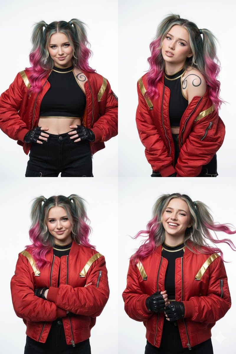 2x2 Grid of Cyber-Punk Portrait Shots — example 1