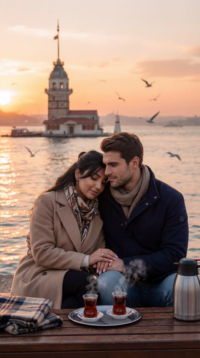 Ultra-Photorealistic Romantic Film Still (Uskudar Sunset) — example 1
