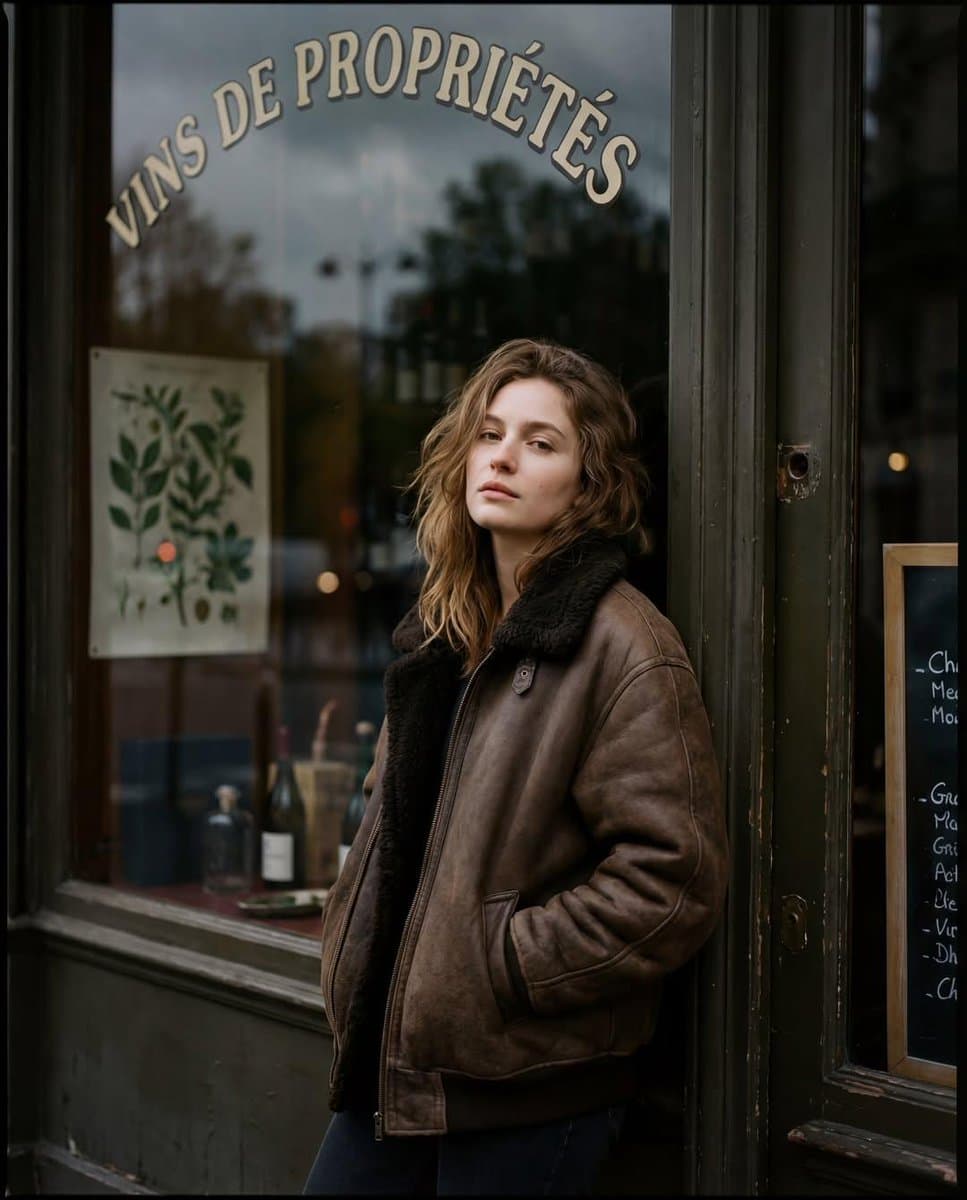 Moody Paris Street Editorial Portrait (Film Scan Aesthetic) — example 1