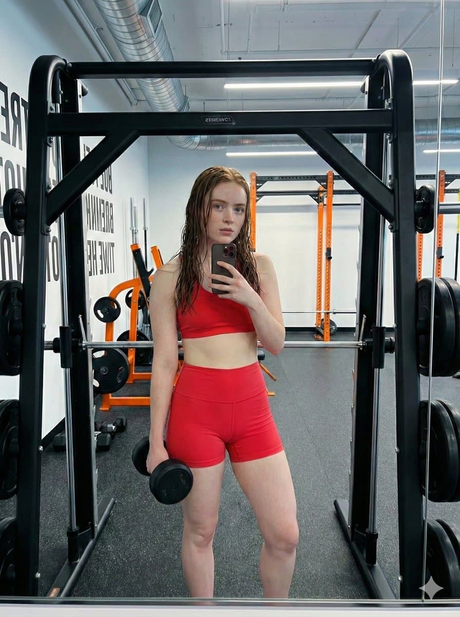 Sadie Sink Inspired Gym Selfie Prompt — example 1