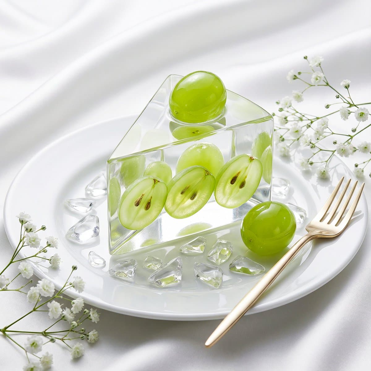 Glass Dessert Art Still Life Prompt (Fruit Crystal Cake) — example 2