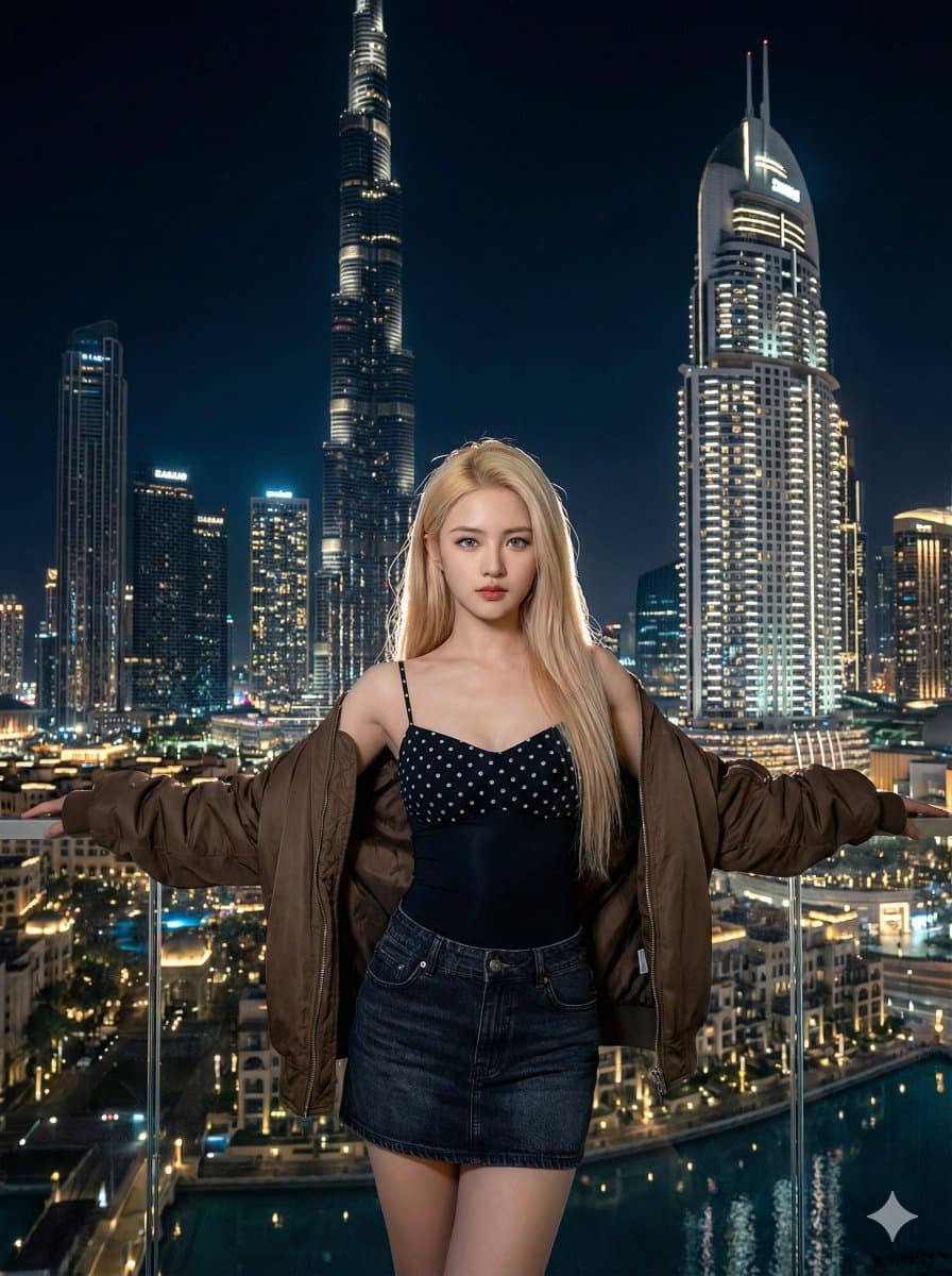 Cinematic Fashion Portrait in Dubai Prompt — example 1