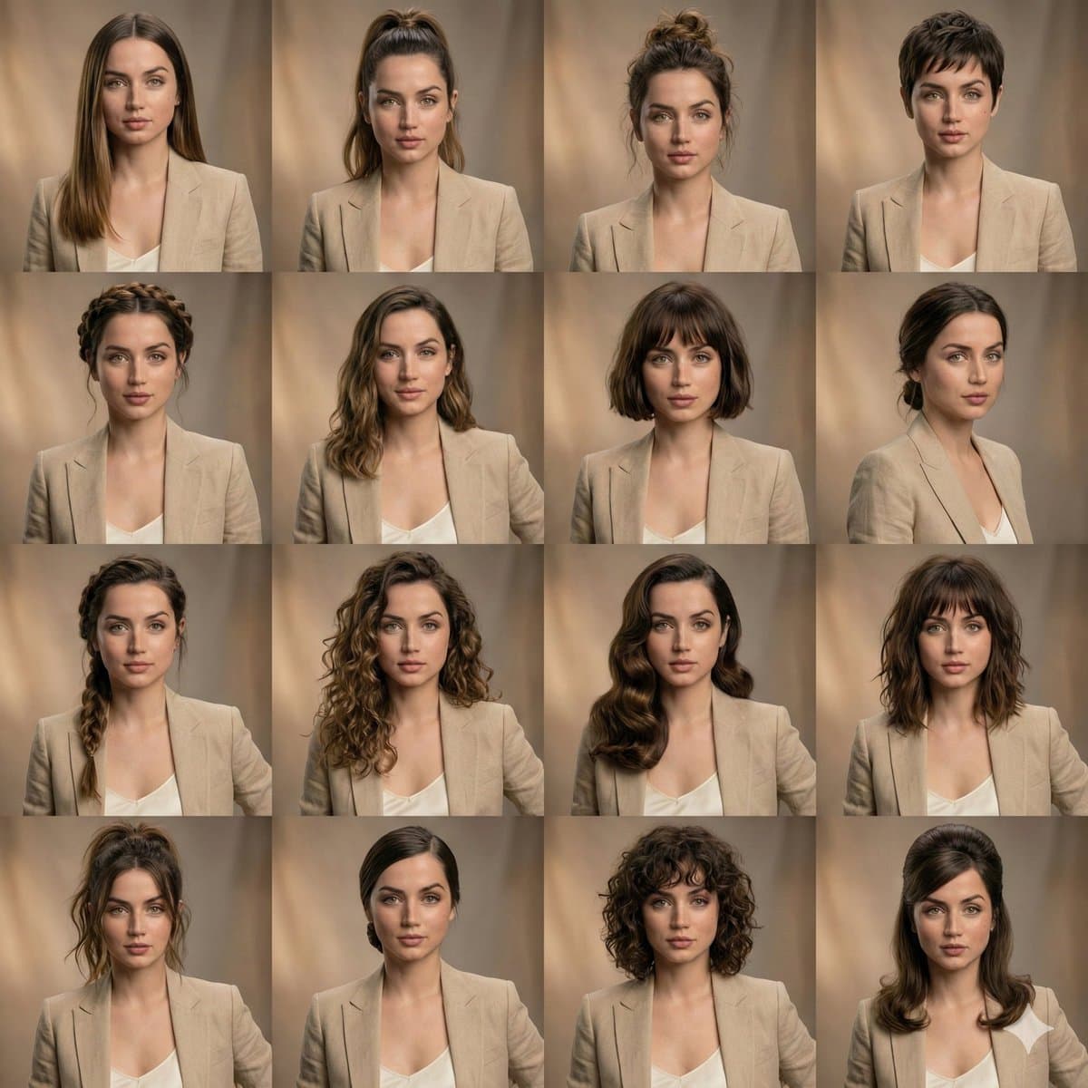 Editorial Beauty Collage for Hairstyle Variations — example 1