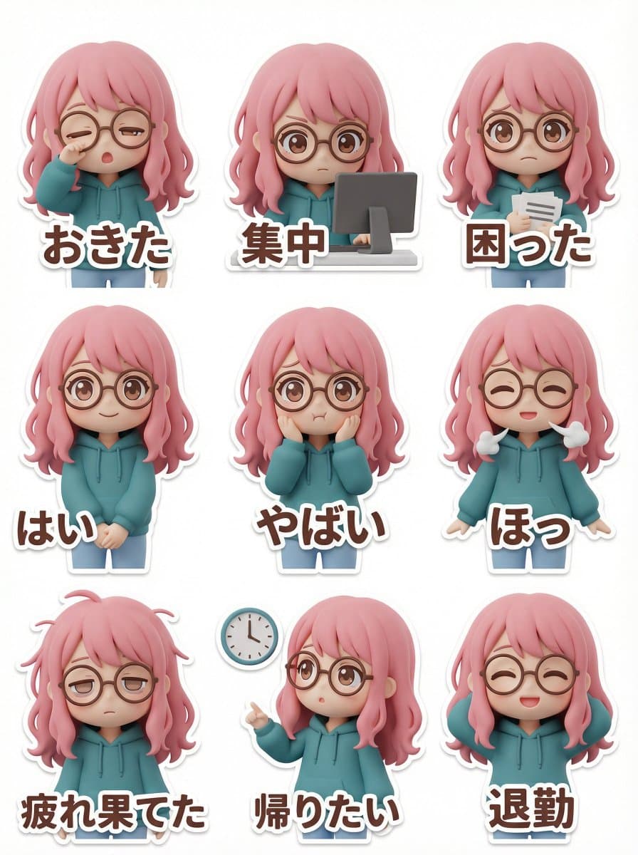 LINE Sticker Generation Prompt (3D Clay Style) — example 1