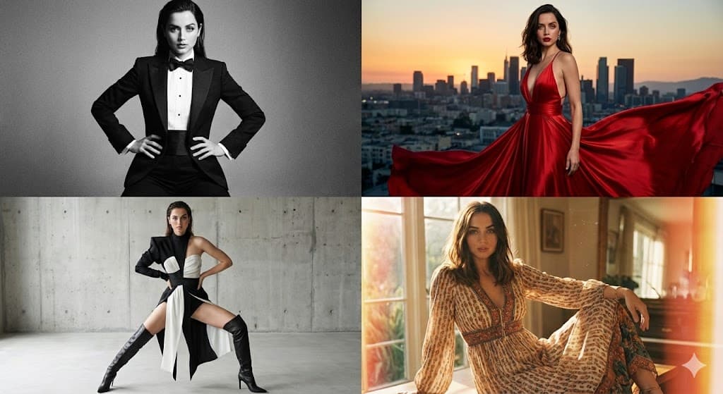 Four-Panel Ana de Armas Style Analysis Collage — example 1