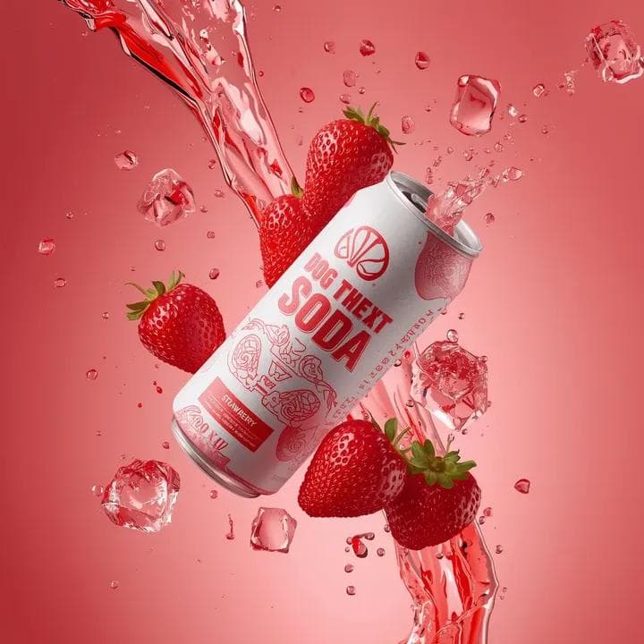 Hyper-photorealistic soda can product advertisement prompt — example 2