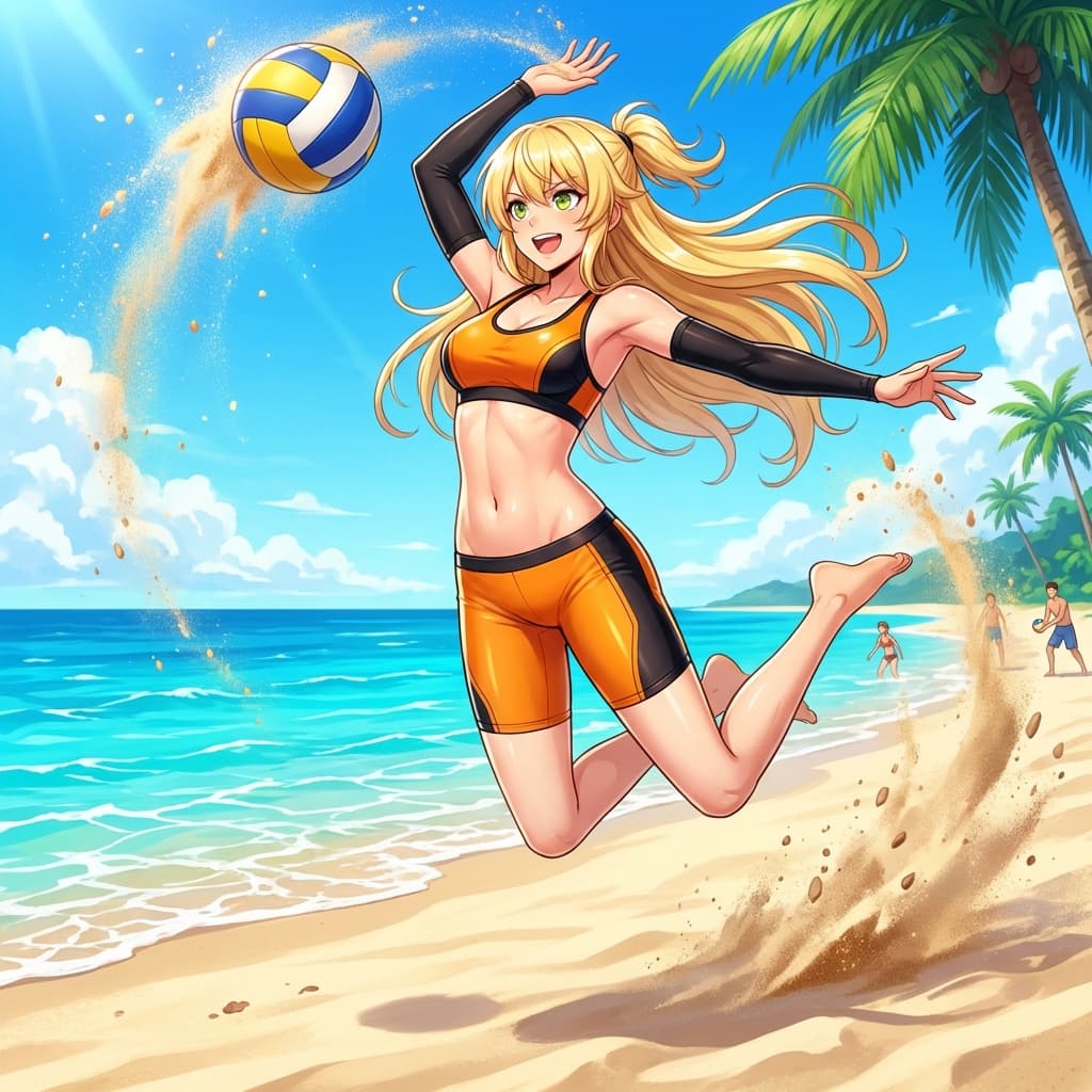 Prompt for Converting Subject into a Beach Volleyball Player — example 1