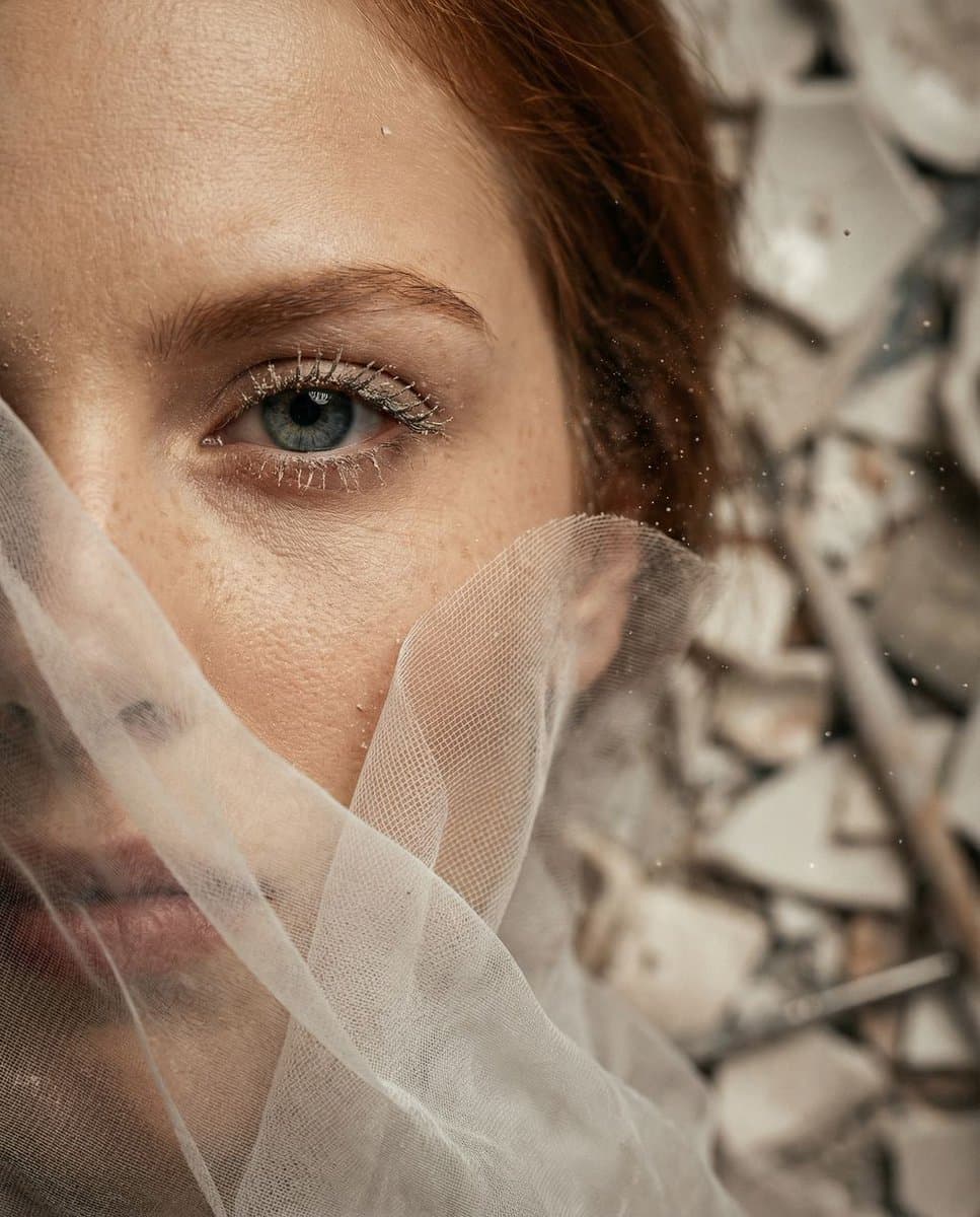 Surreal Macro Portrait with Porcelain Restoration Theme — example 1