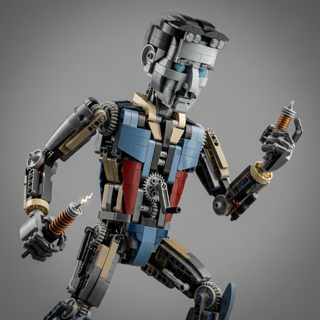 Hyper-Real Macro Studio Shot of a LEGO Technic Kitbash — example 1