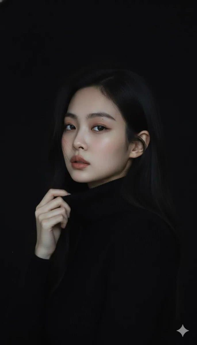 Moody Cinematic Portrait in Black Turtleneck — example 3