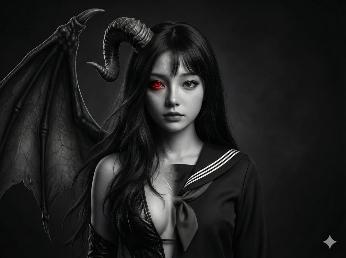 Human-Succubus Fusion Portrait Prompt — example 1