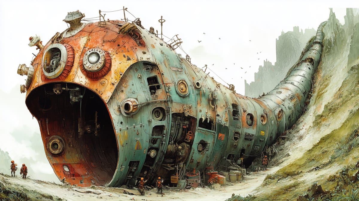 Massive Ancient Abandoned Alien Mining Machine Prompt — example 1