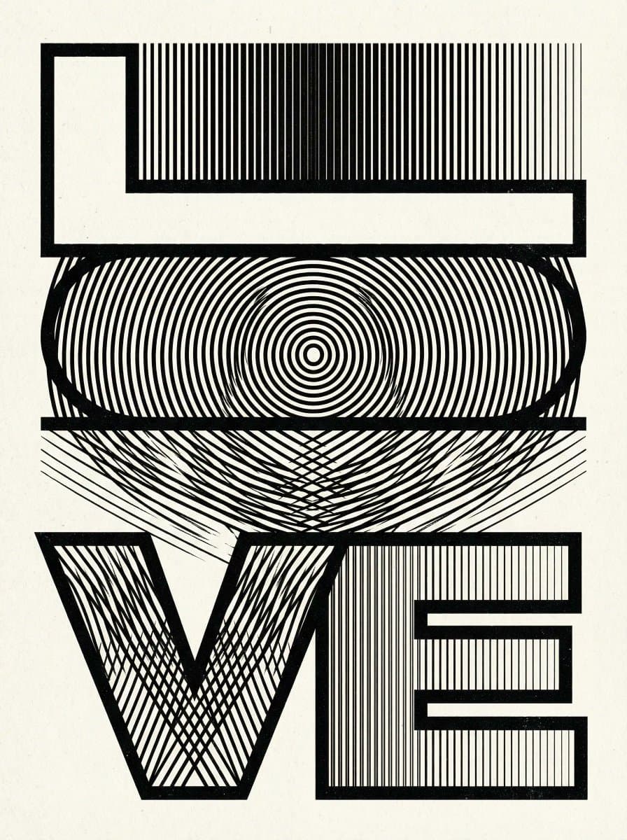 Op Art LOVE Typography Poster Prompt — example 1
