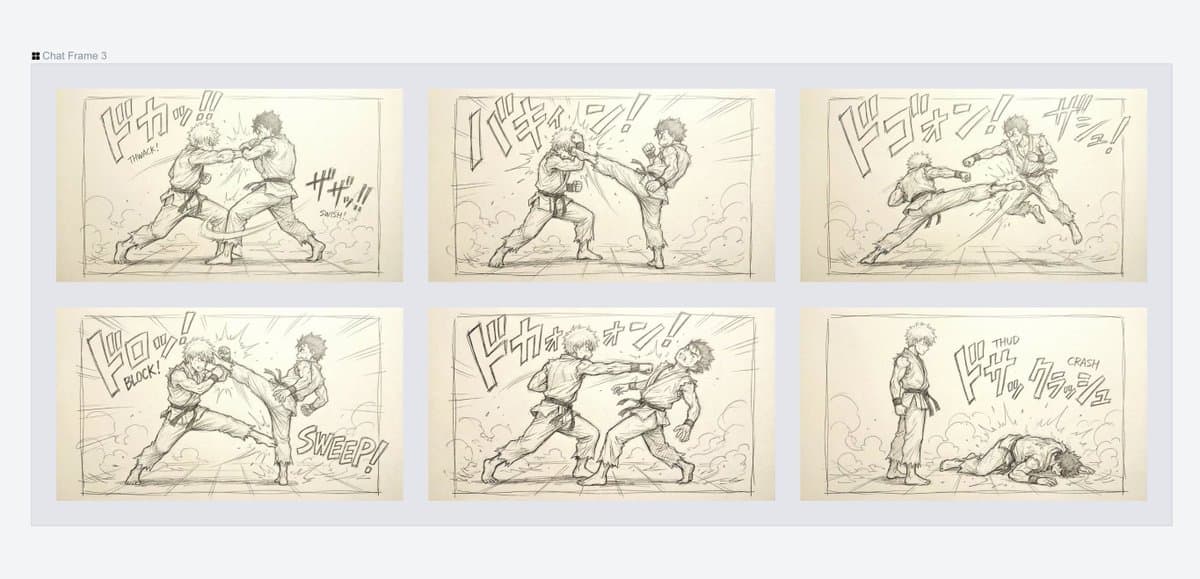 Varied Combat Scene Rough Sketch Prompt — example 1