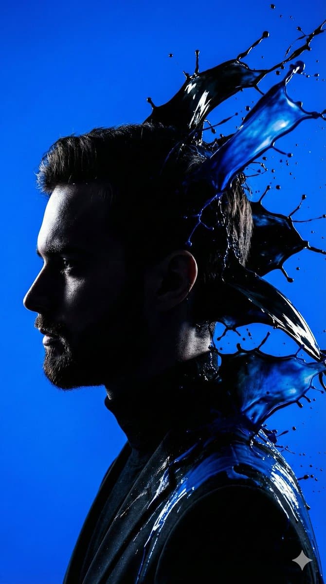 High-Contrast Silhouette with Paint Splashes Prompt — example 1
