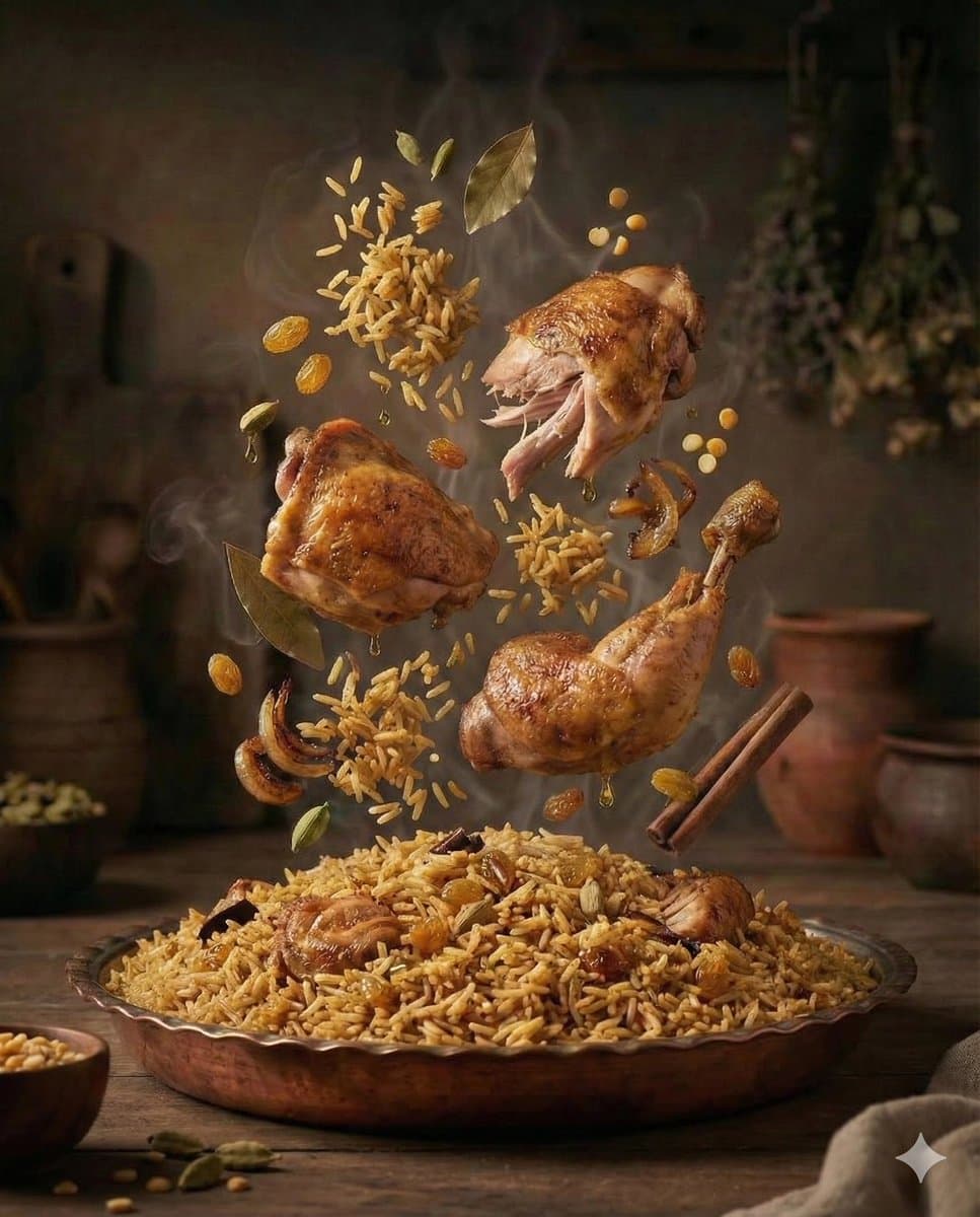 Cinematic Exploded-View Middle Eastern Food Scene — example 1