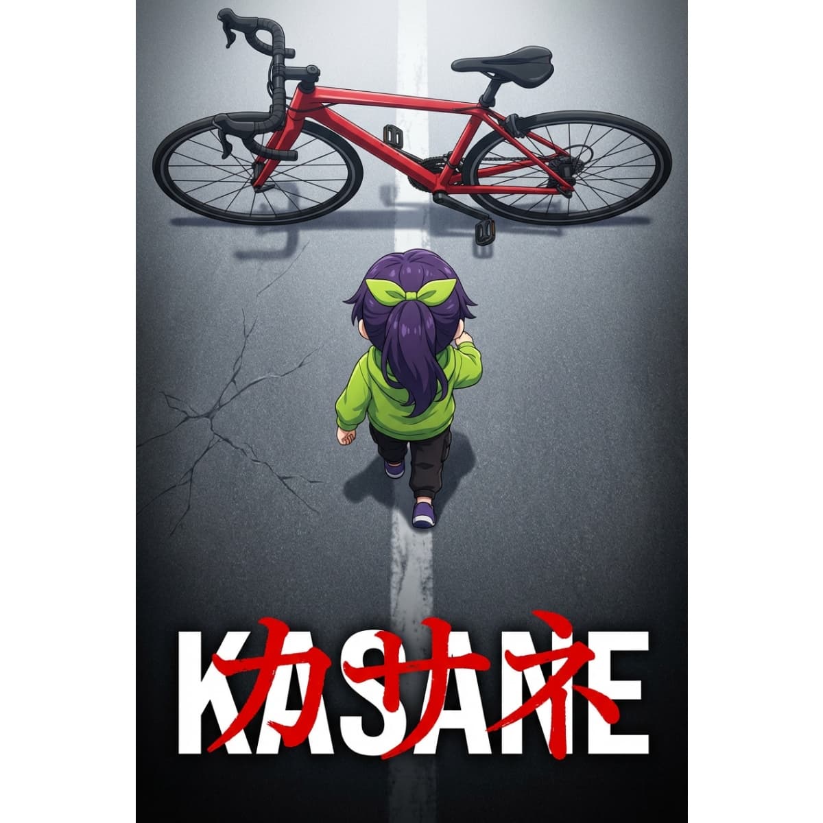 Anime Movie Poster Prompt: Chibi Character and Road Bike — example 1