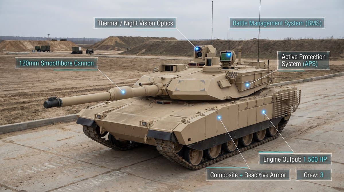 Modern Combat Tank Infographic Prompt — example 1