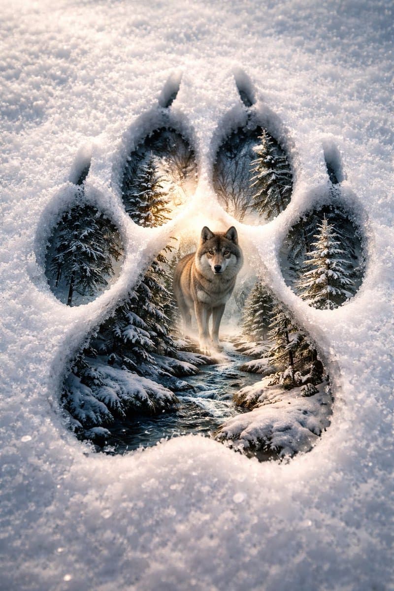 Surreal Pawprint Photo Manipulation Template — example 3
