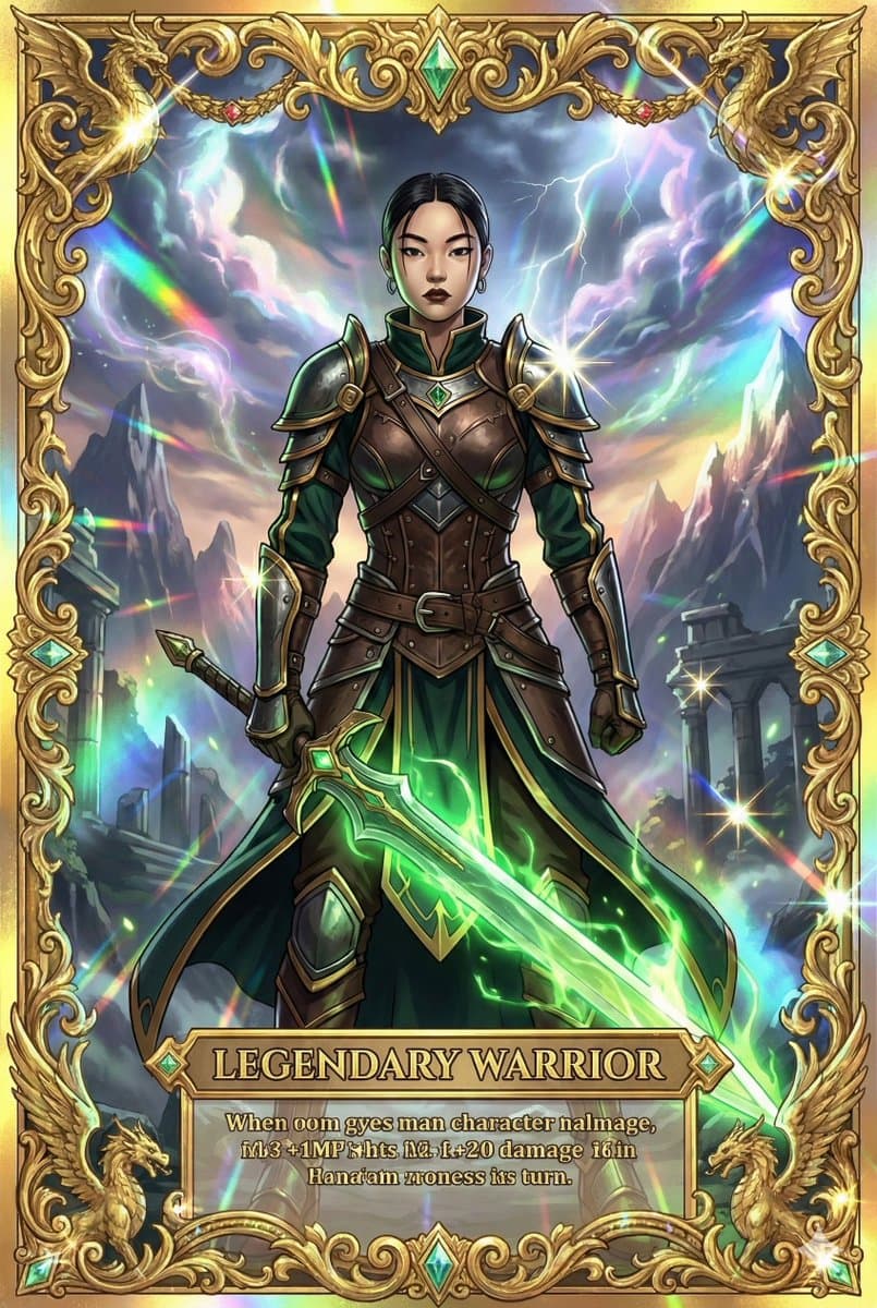 Combining image generation prompts for a fantasy card style — example 3