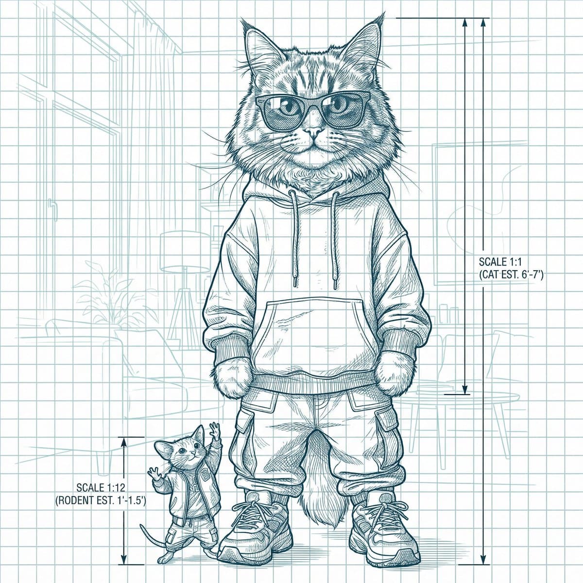 Blueprint-style technical schematic generation — example 1