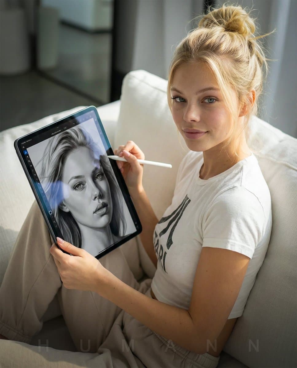 Photorealistic Self-Portrait Drawing with Reference Images — example 1