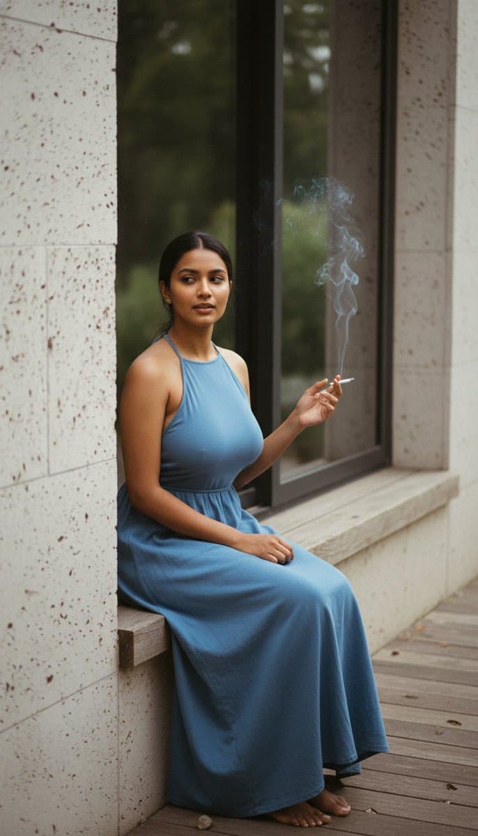 Ultra Photoreal Editorial Portrait of a Woman with Cigarette — example 1
