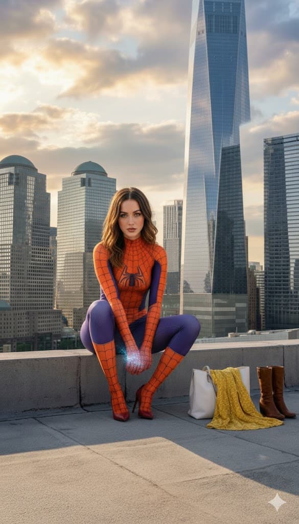 Dual Superhero Variant Scene (Ana de Armas and Sydney Sweeney Likeness) — example 2