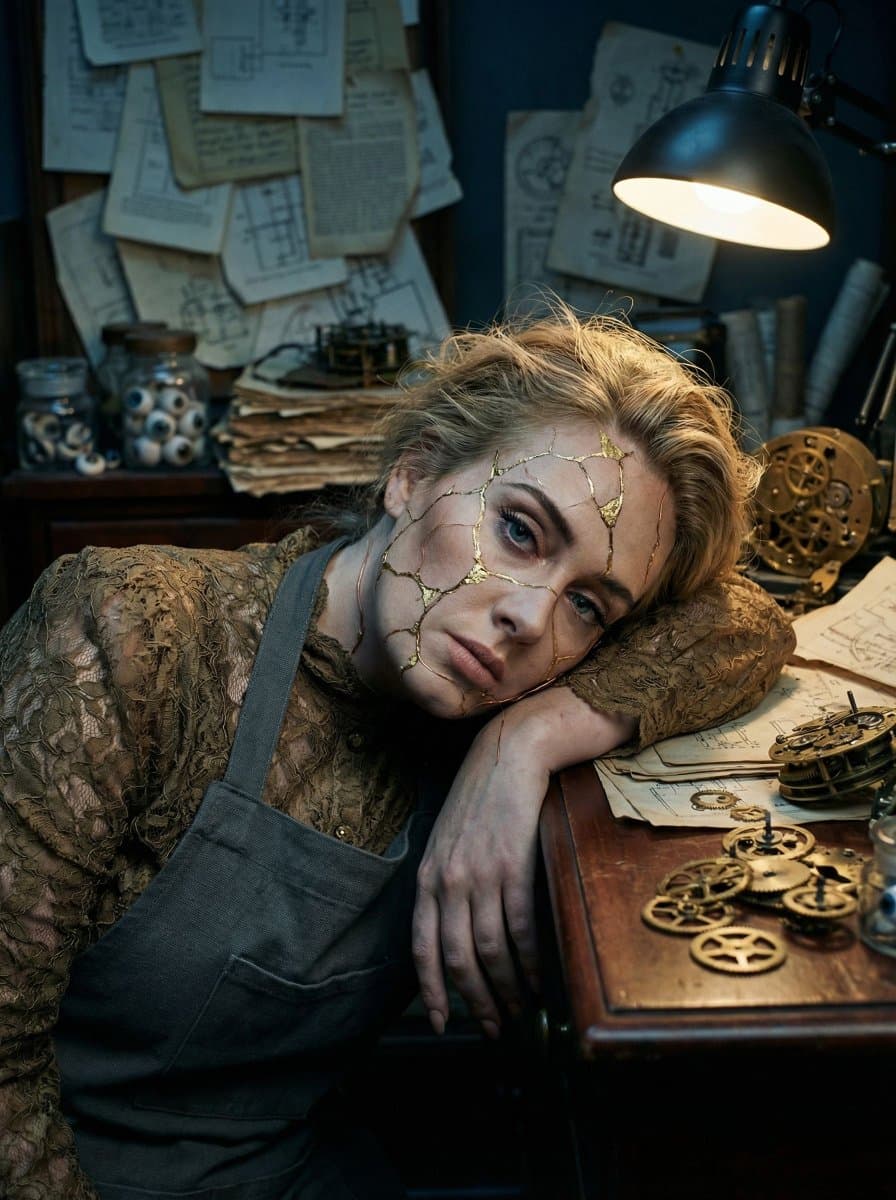 Surreal Kintsugi Portrait in an Automaton Workshop — example 1