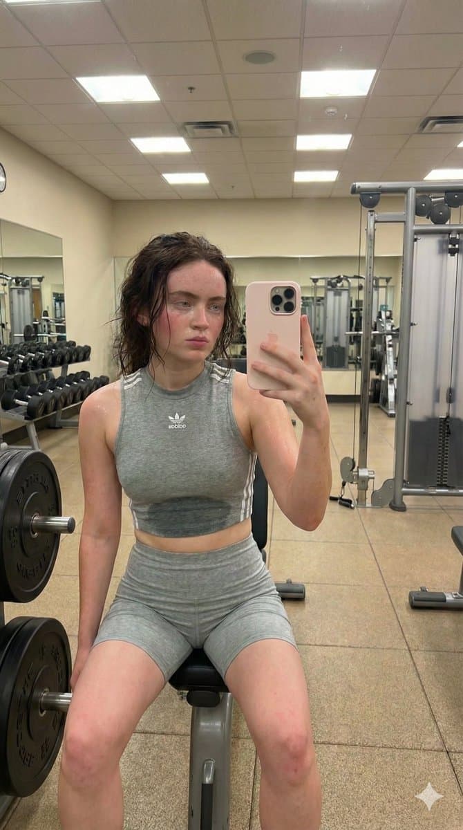 Sadie Sink Gym Mirror Selfie Photorealism — example 2