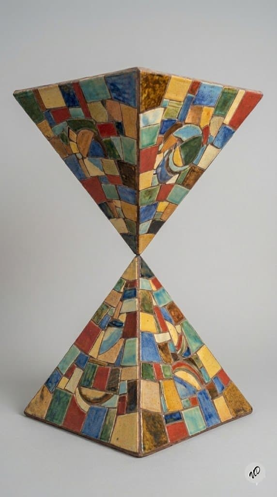 Conceptual Art Prompt: Upside Down Ceramic Pyramid — example 1