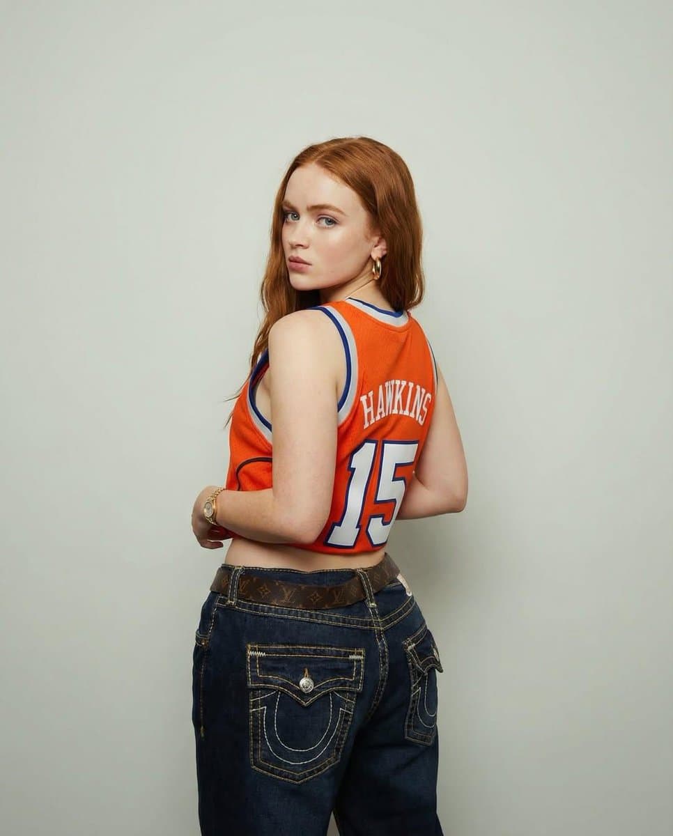 Y2K Streetwear Portrait of Sadie Sink in a Locker Room — example 2