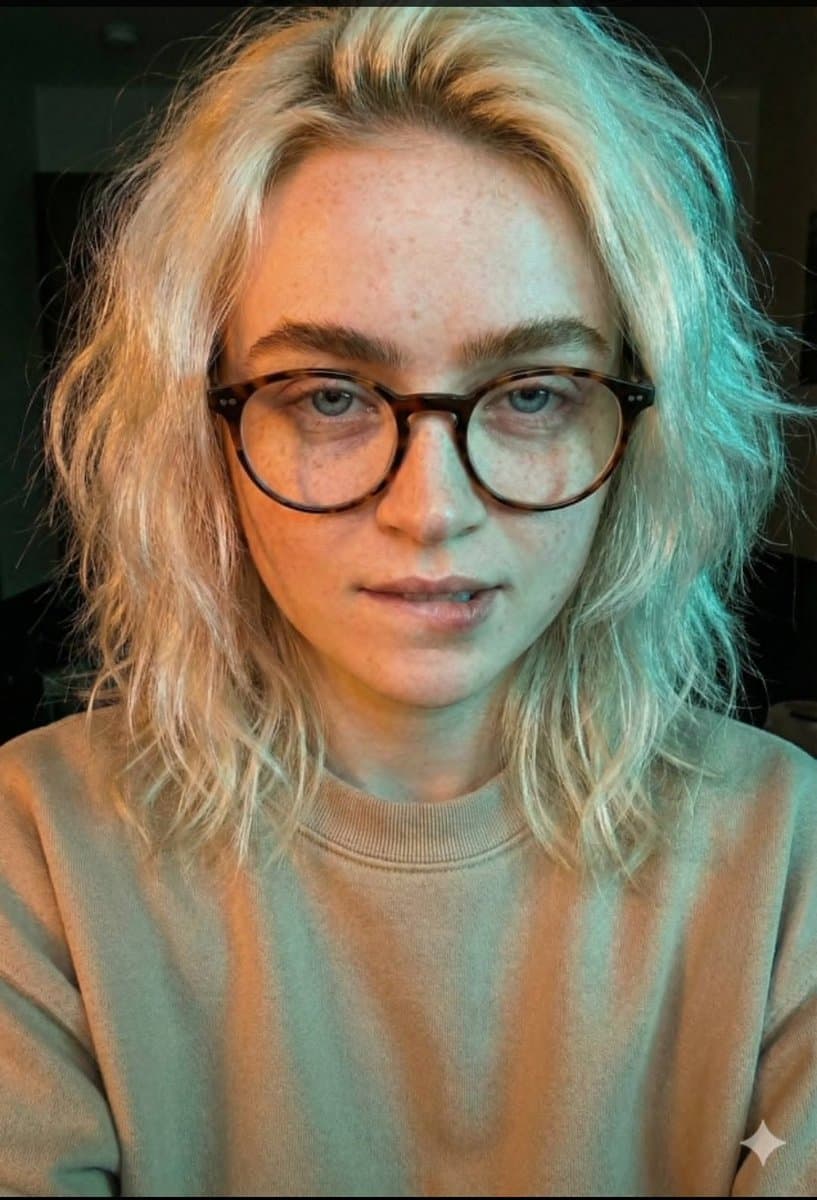 JSON Prompt for Cinematic Dual-Tone Selfie Portrait — example 2
