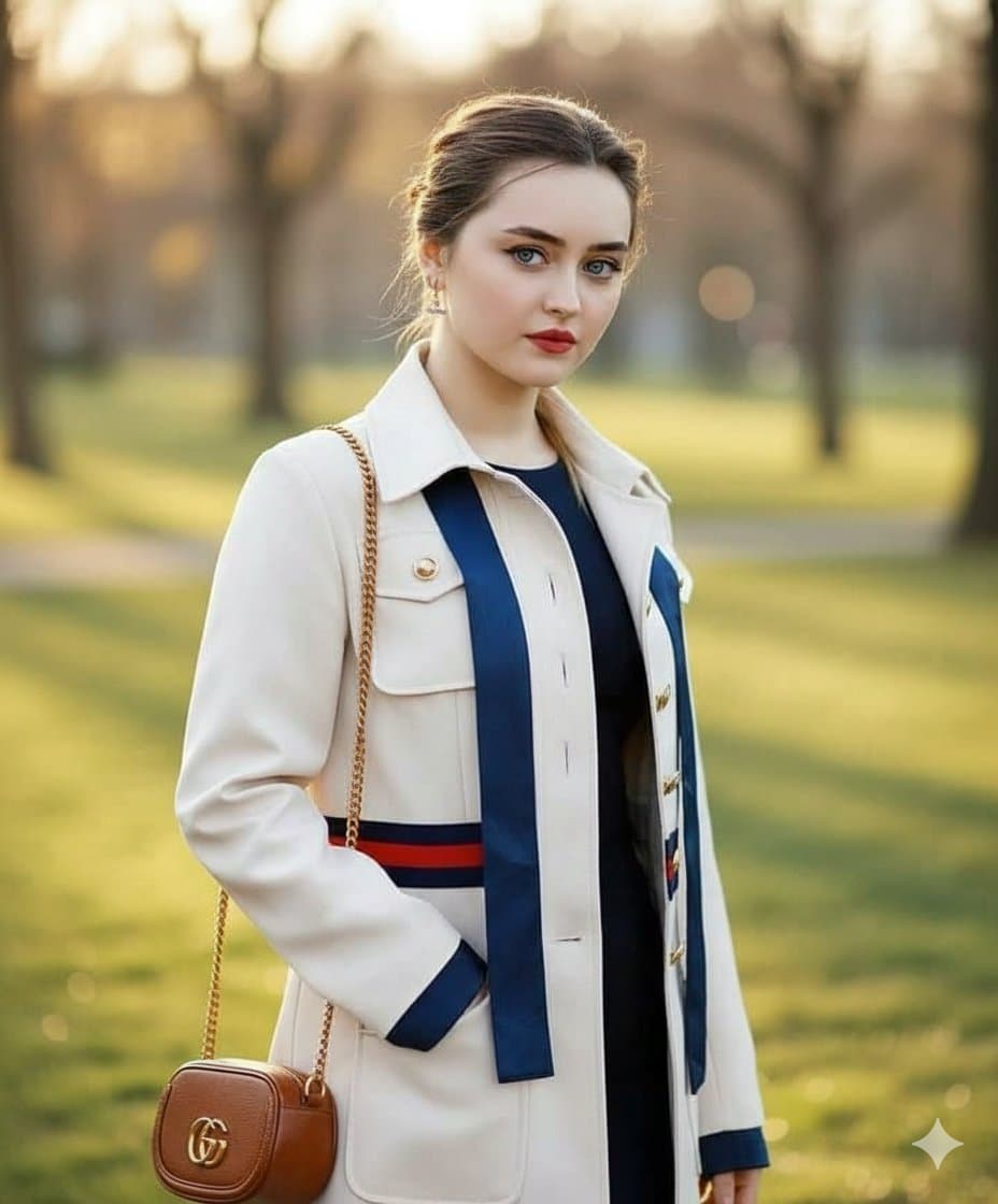 Vogue Style Luxury Trench Coat Fashion Portrait