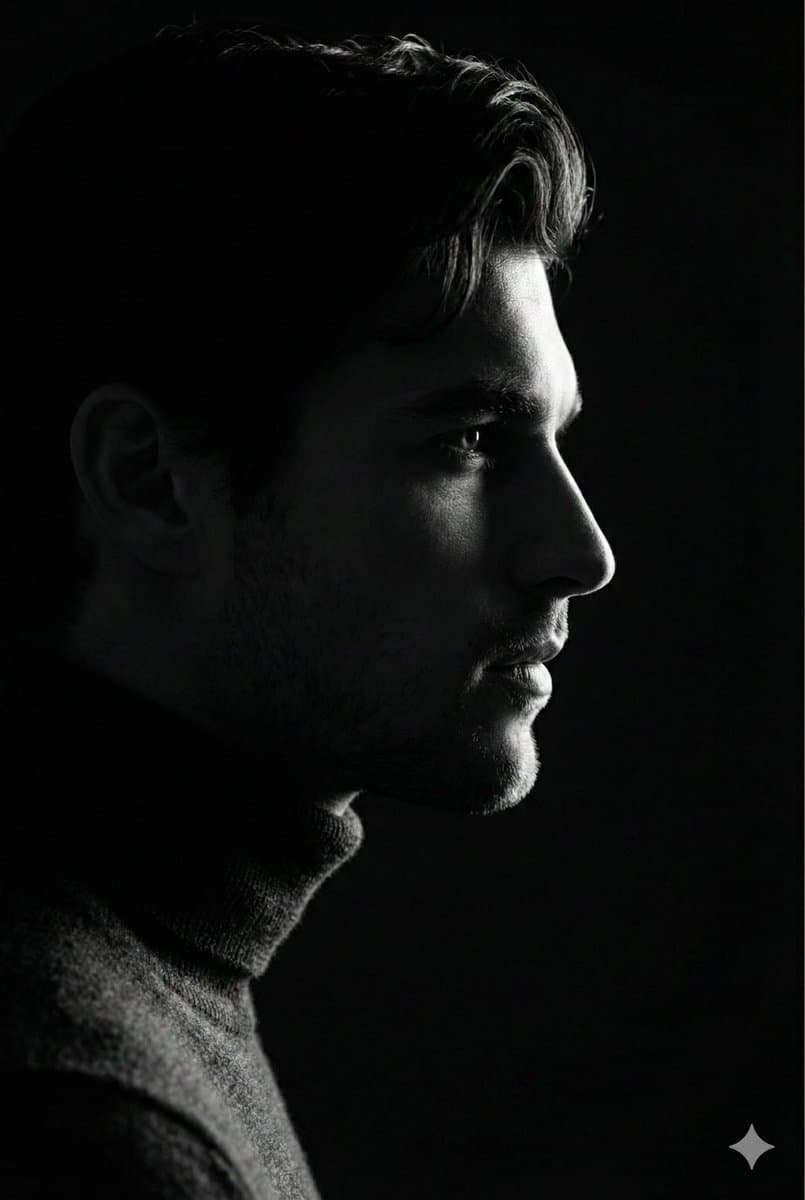 Low-Key Profile Portrait with Single Rim Light — example 1