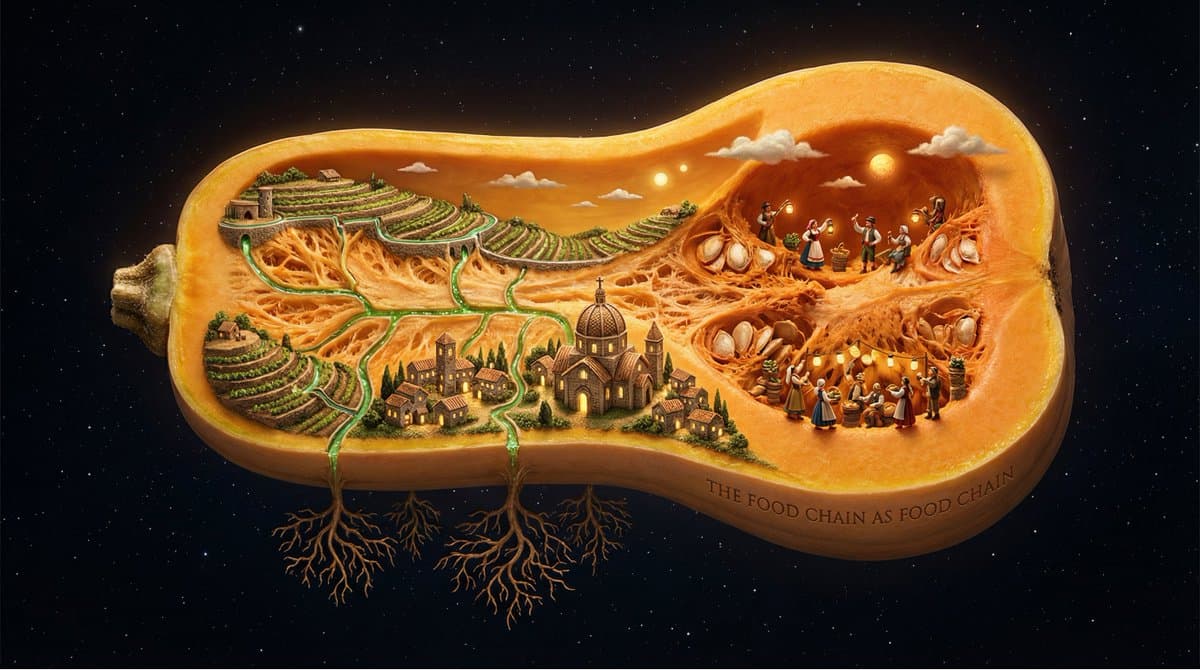 Surreal Agricultural Civilization Inside a Fruit Prompt — example 1