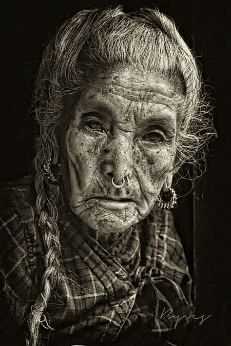 Black and White Portrait with Serene Expression — example 1