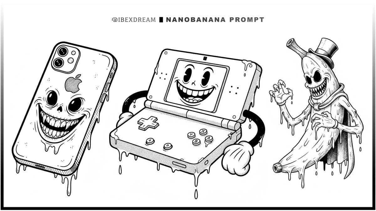 Surreal Rubber-Hose Ink Style Illustration