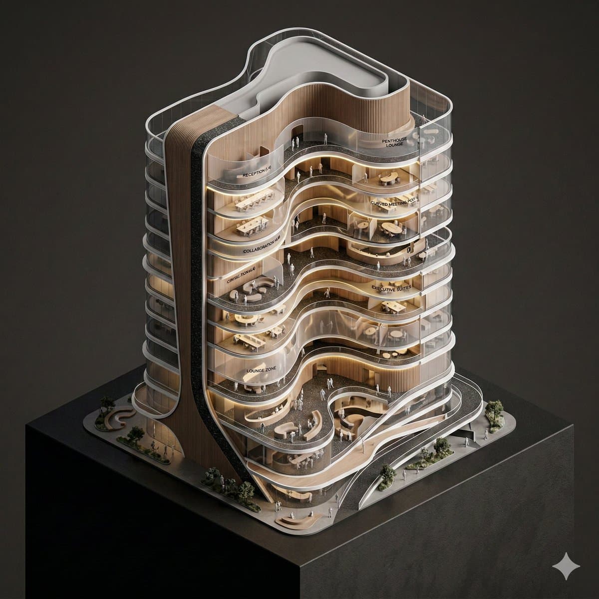Conceptual Isometric Office Tower Model
