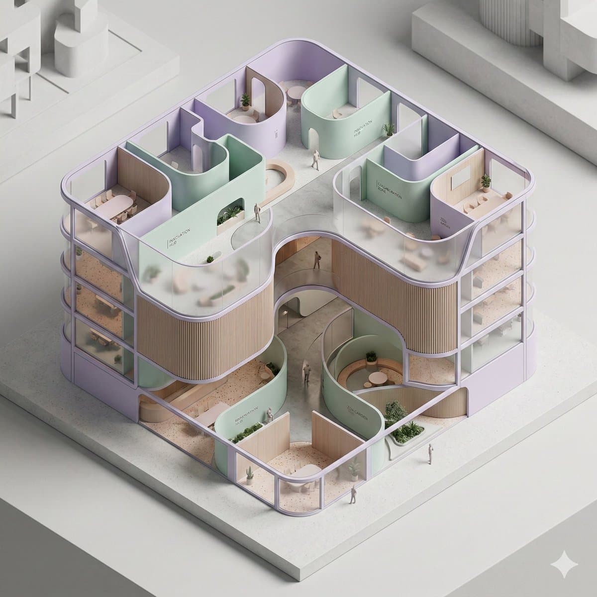 Conceptual Isometric Office Tower Model — example 3