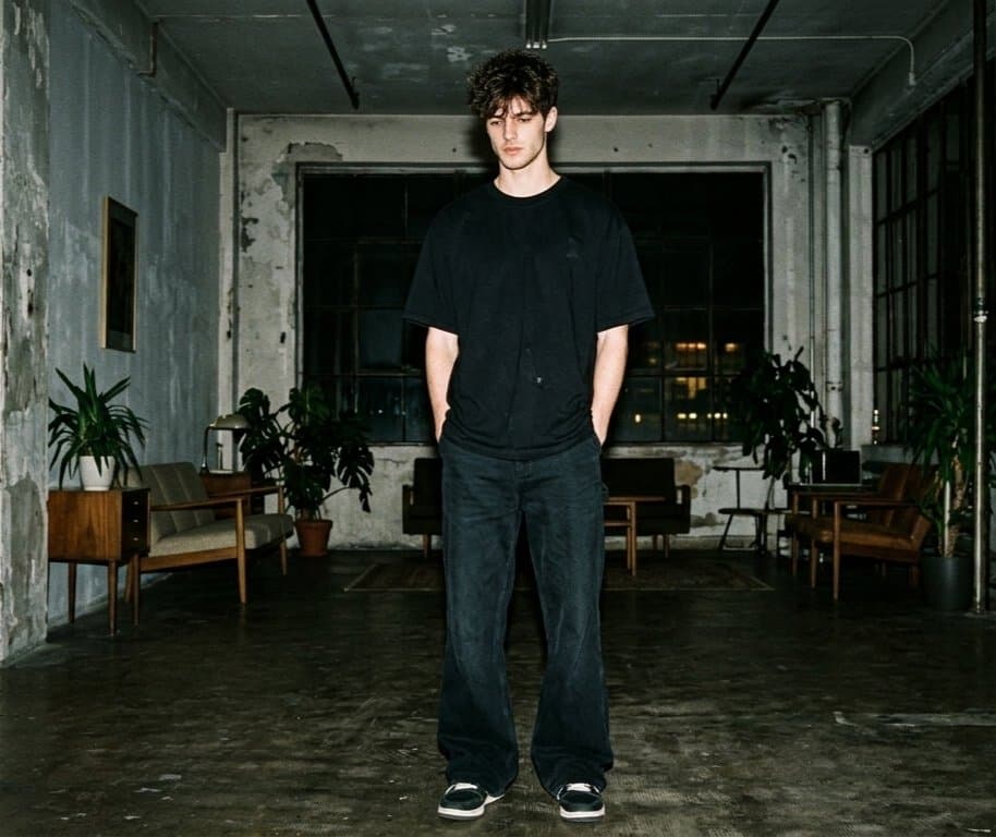 Hyper-realistic Nighttime Fashion Photograph with On-Camera Flash