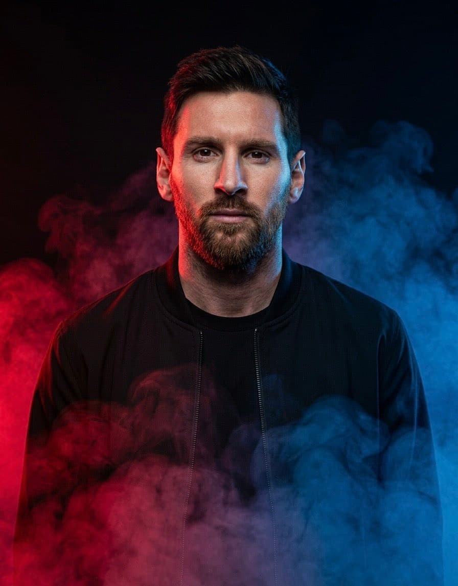 Cinematic Portraits of Famous Footballers and a Woman with Split Lighting — example 2