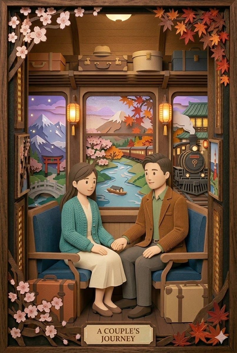 Japanese Paper-Cut Family Diorama — example 2