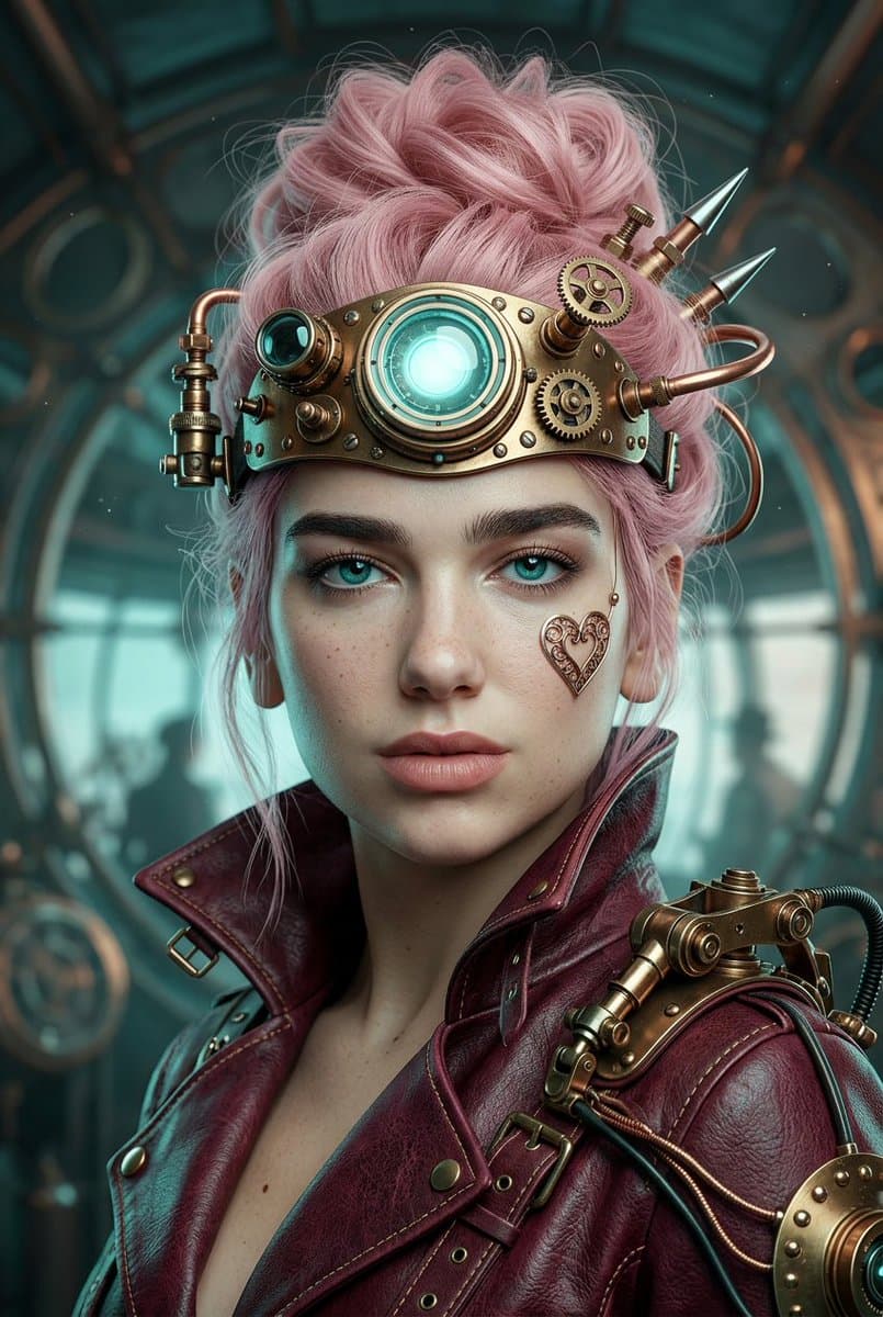 Steampunk Pastel Pink Portrait — example 2