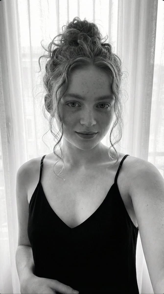 Black and White Candid Portrait with Film Grain